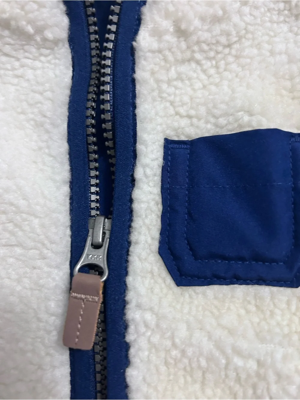 Carter's Cream Sherpa Vest with Navy Trim Size 6M. NWT